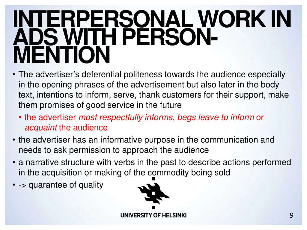 interpersonal work in ads withperson mention