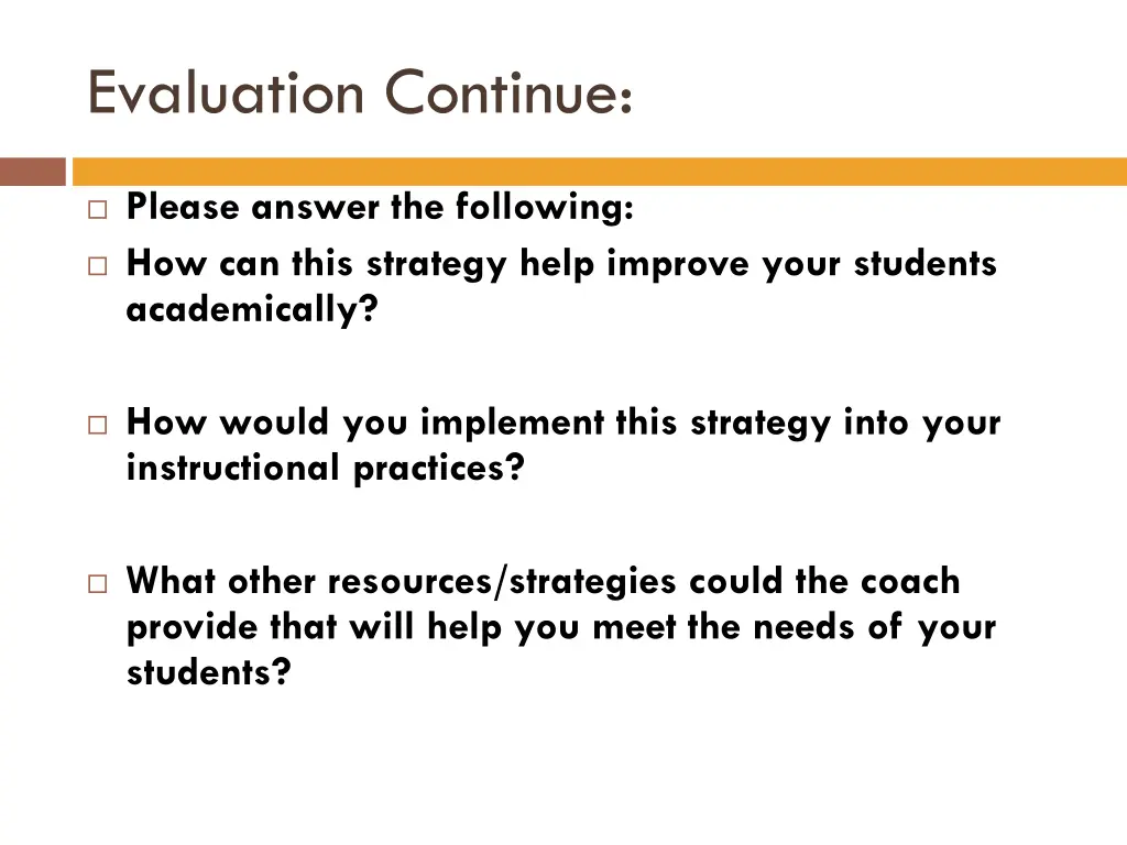 evaluation continue