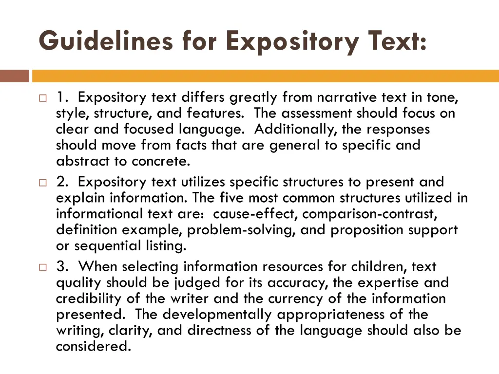 guidelines for expository text