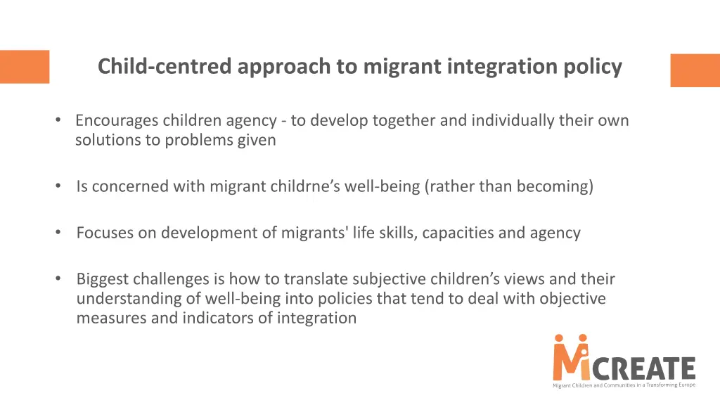 child centred approach to migrant integration