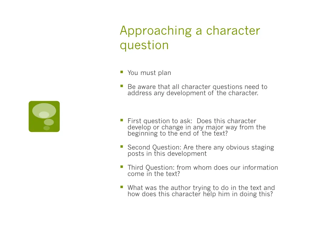 approaching a character question