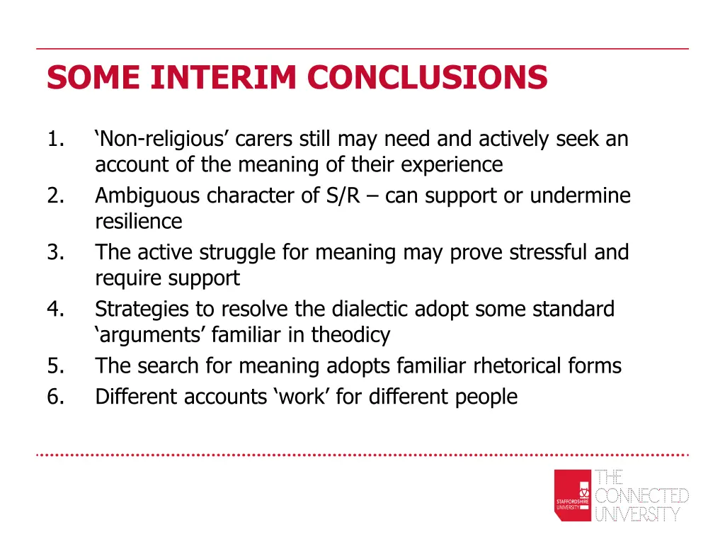 some interim conclusions