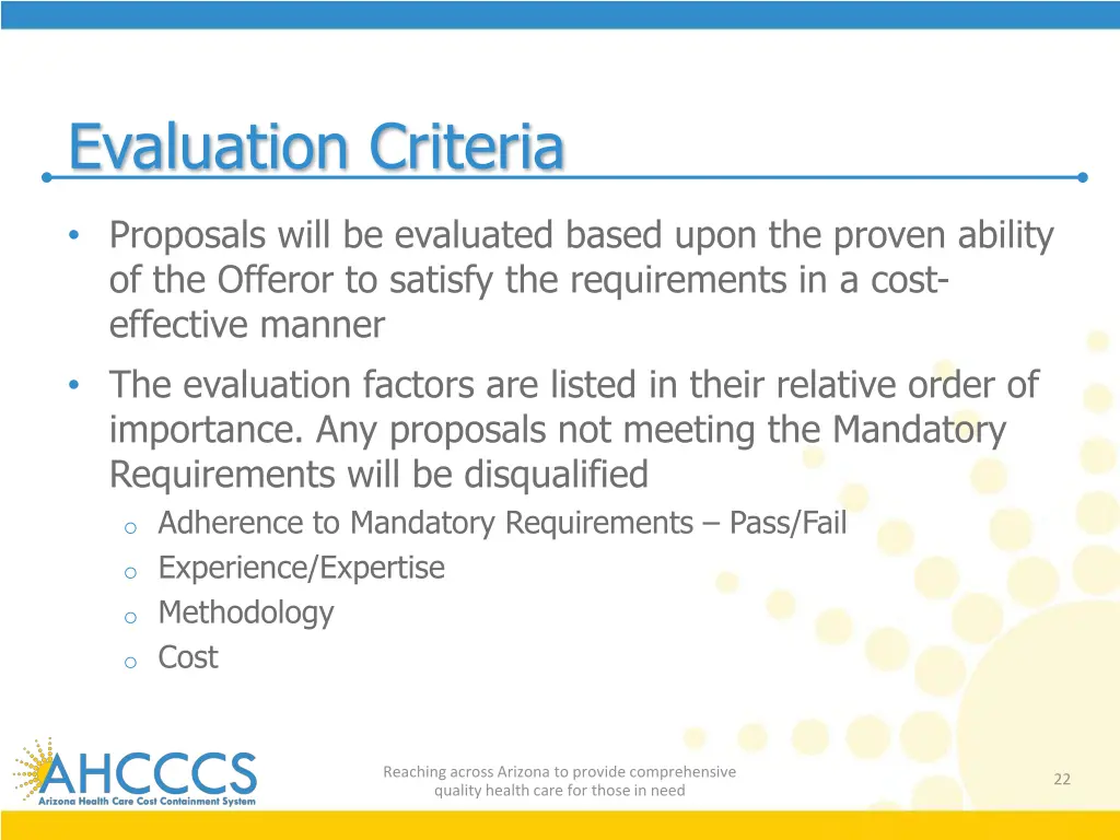 evaluation criteria