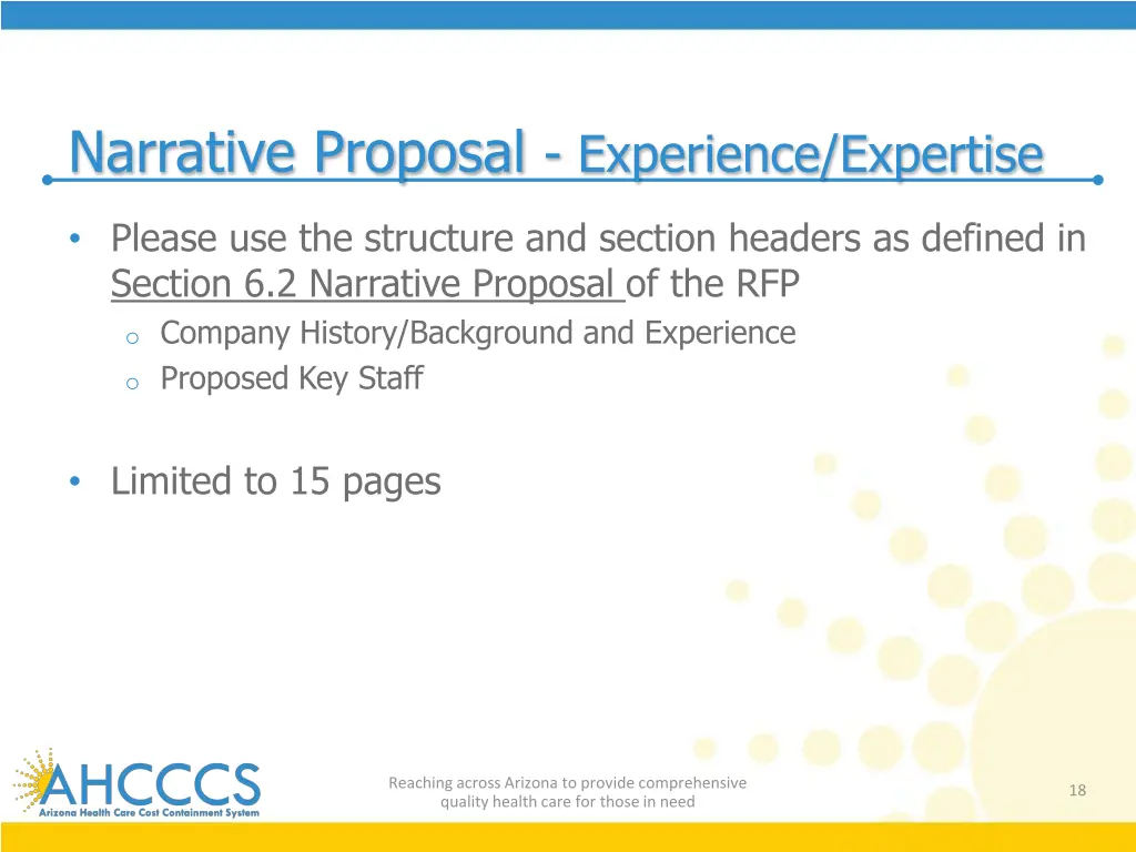 narrative proposal experience expertise