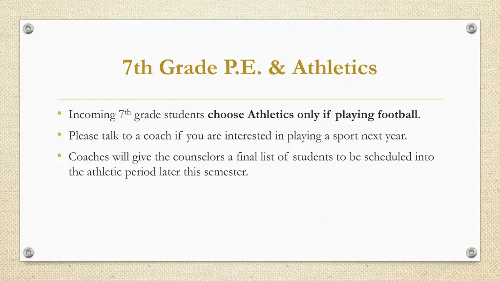 7th grade p e athletics