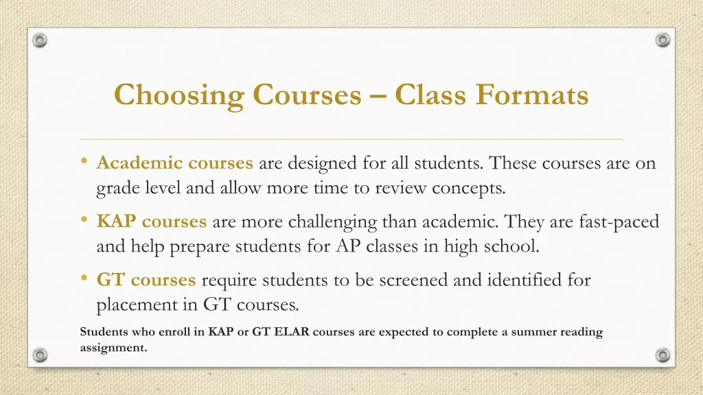 choosing courses class formats