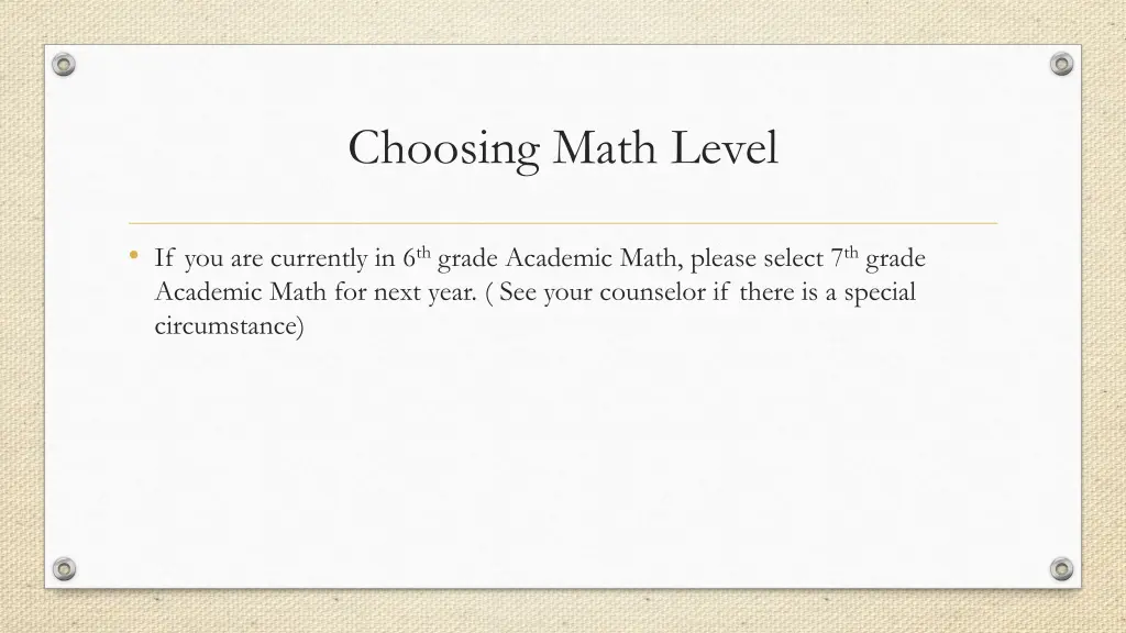 choosing math level