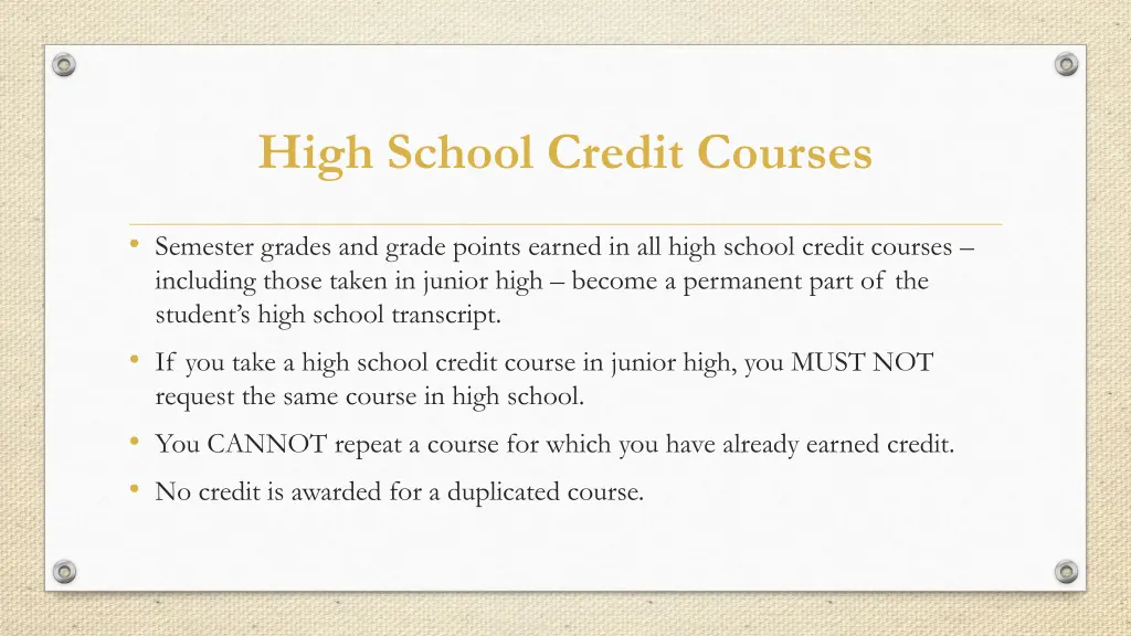 high school credit courses