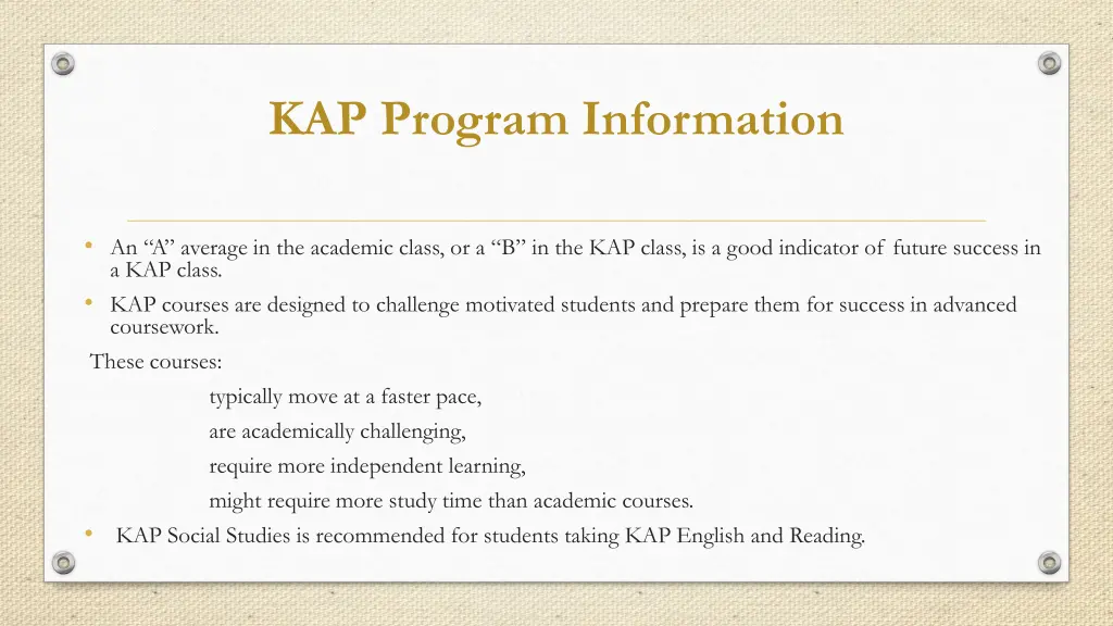 kap program information