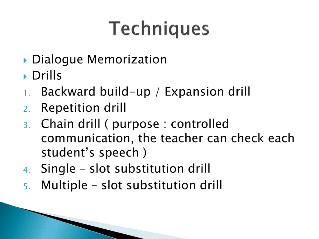 dialogue memorization drills 1 backward build
