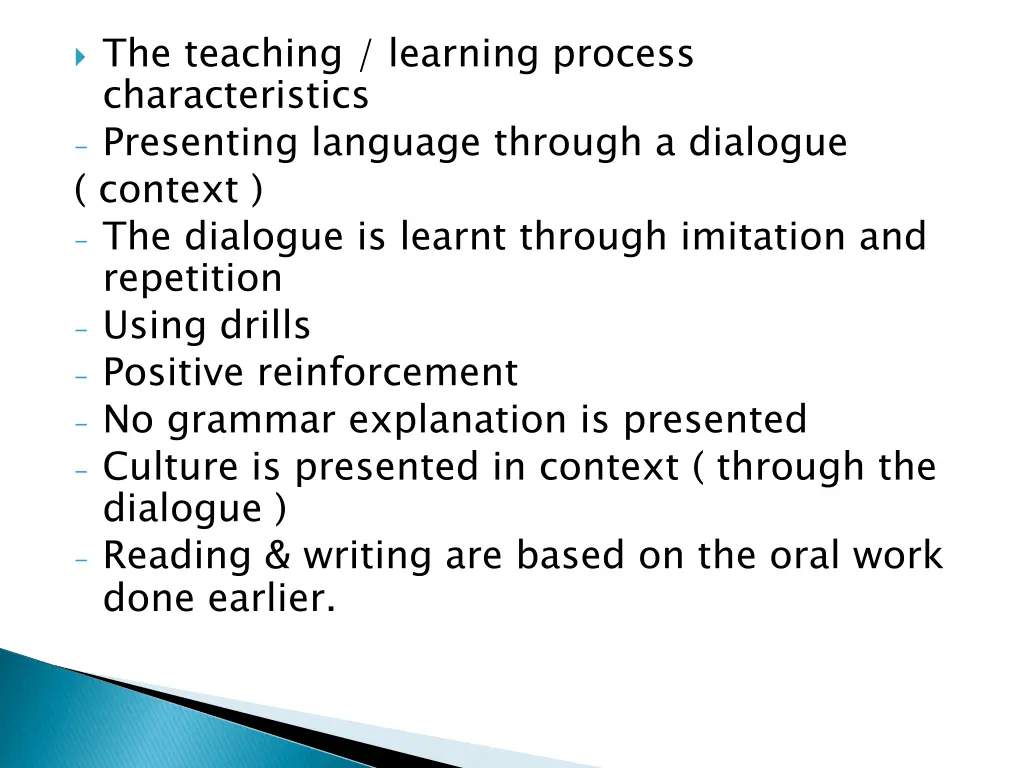 the teaching learning process characteristics