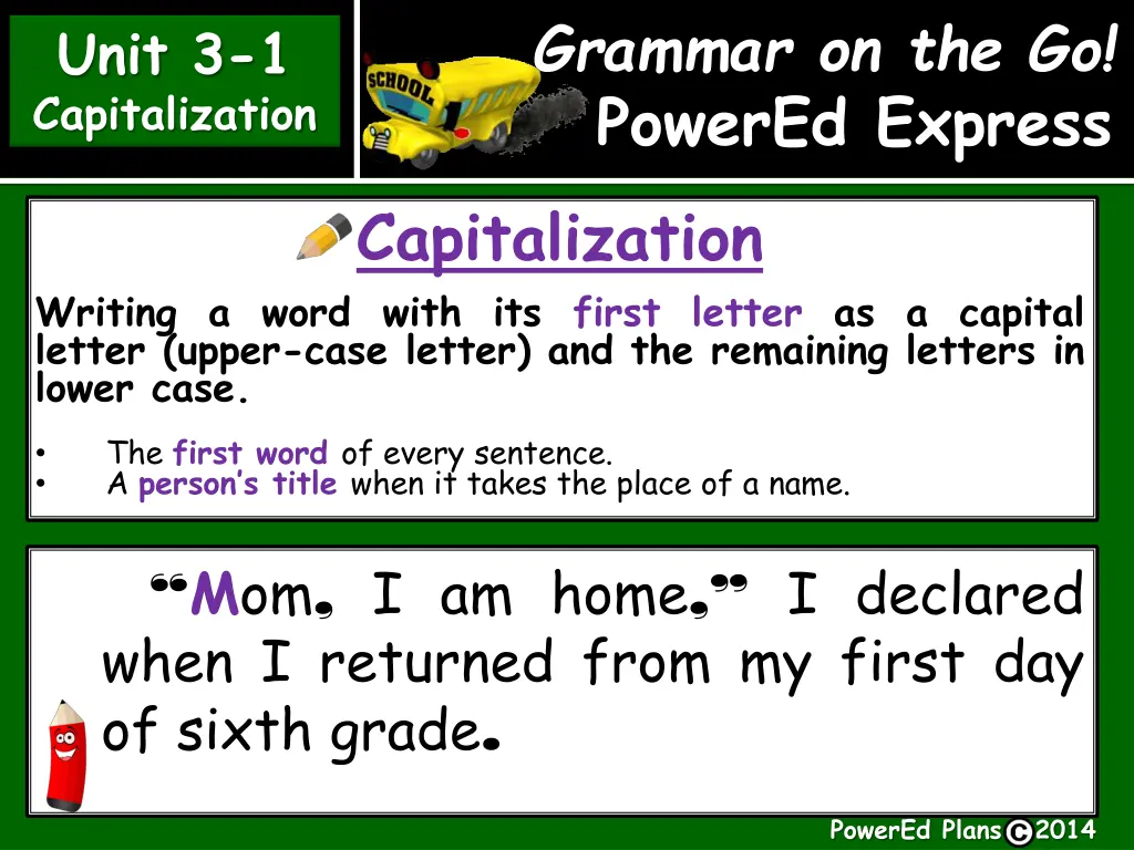 grammar on the go powered express capitalization