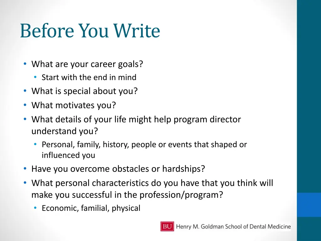 before you write