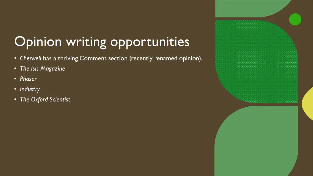 opinion writing opportunities