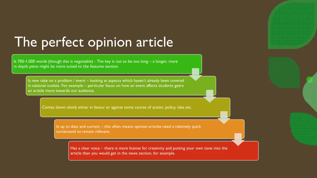 the perfect opinion article
