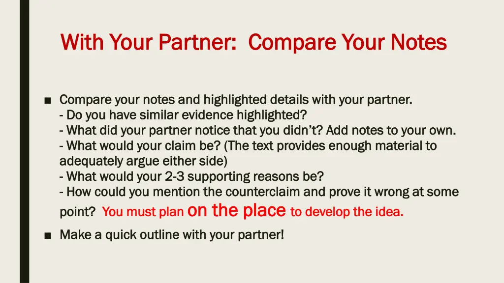with your partner compare your notes with your