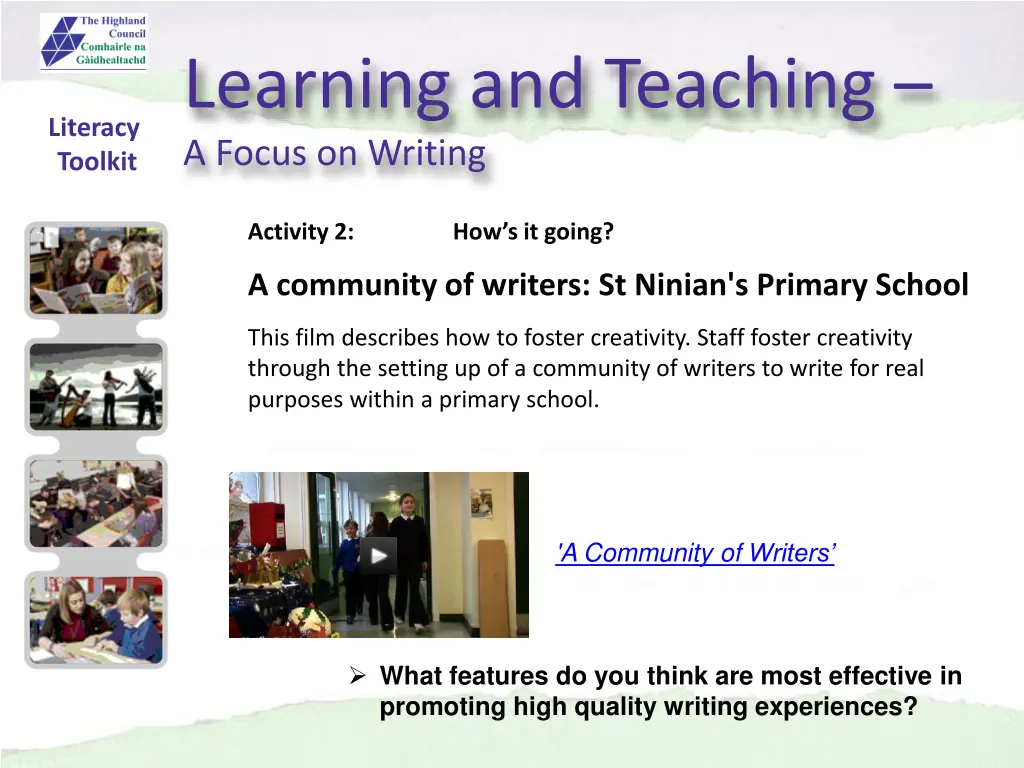 learning and teaching a focus on writing 3