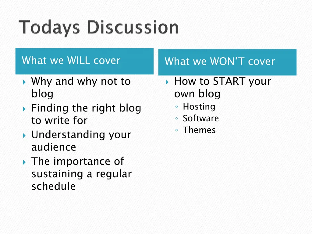 what we will cover