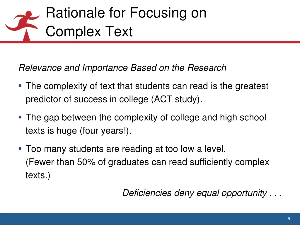 rationale for focusing on complex text