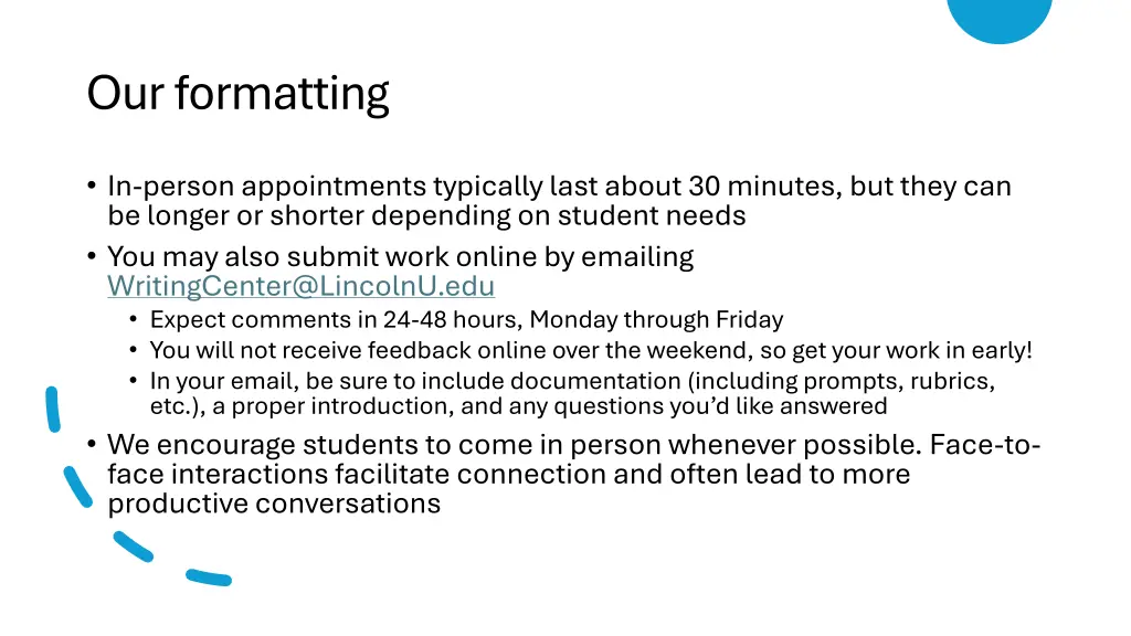 our formatting
