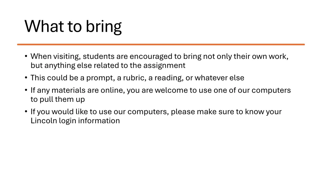 what to bring