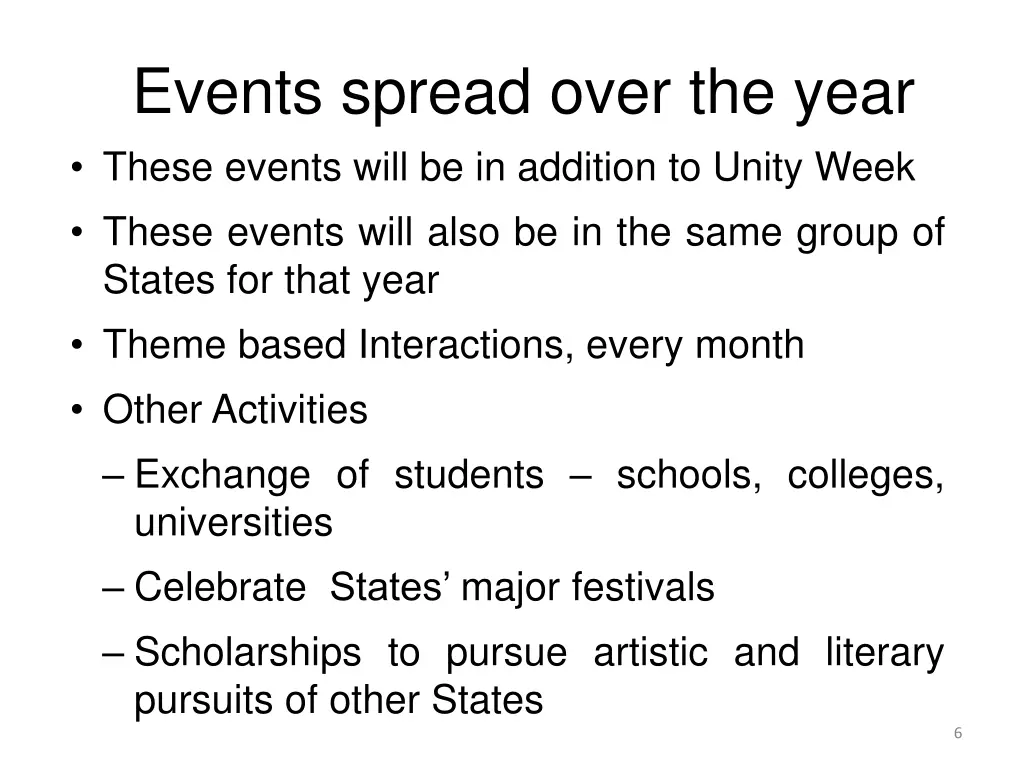 events spread over the year these events will
