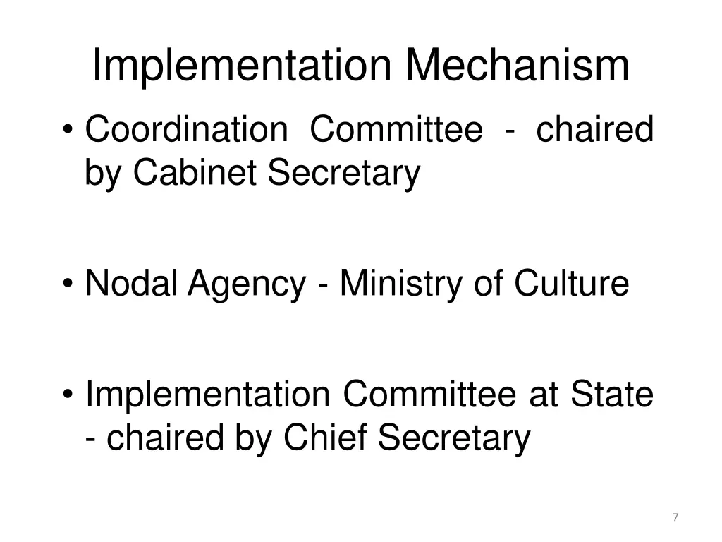 implementation mechanism coordination committee