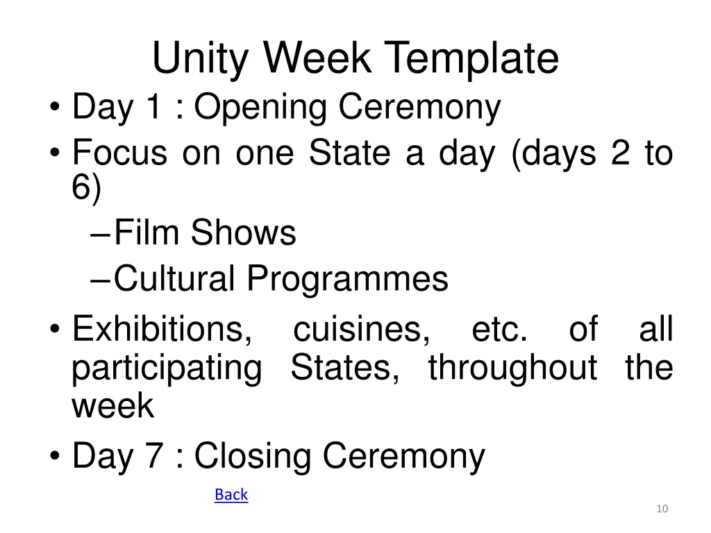 unity week template day 1 opening ceremony focus