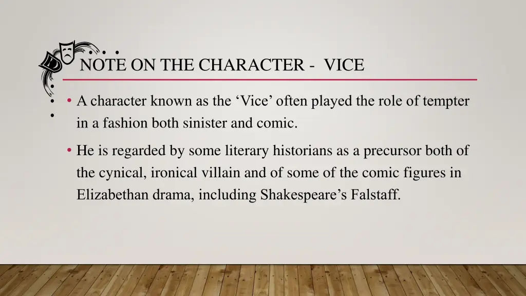 note on the character vice