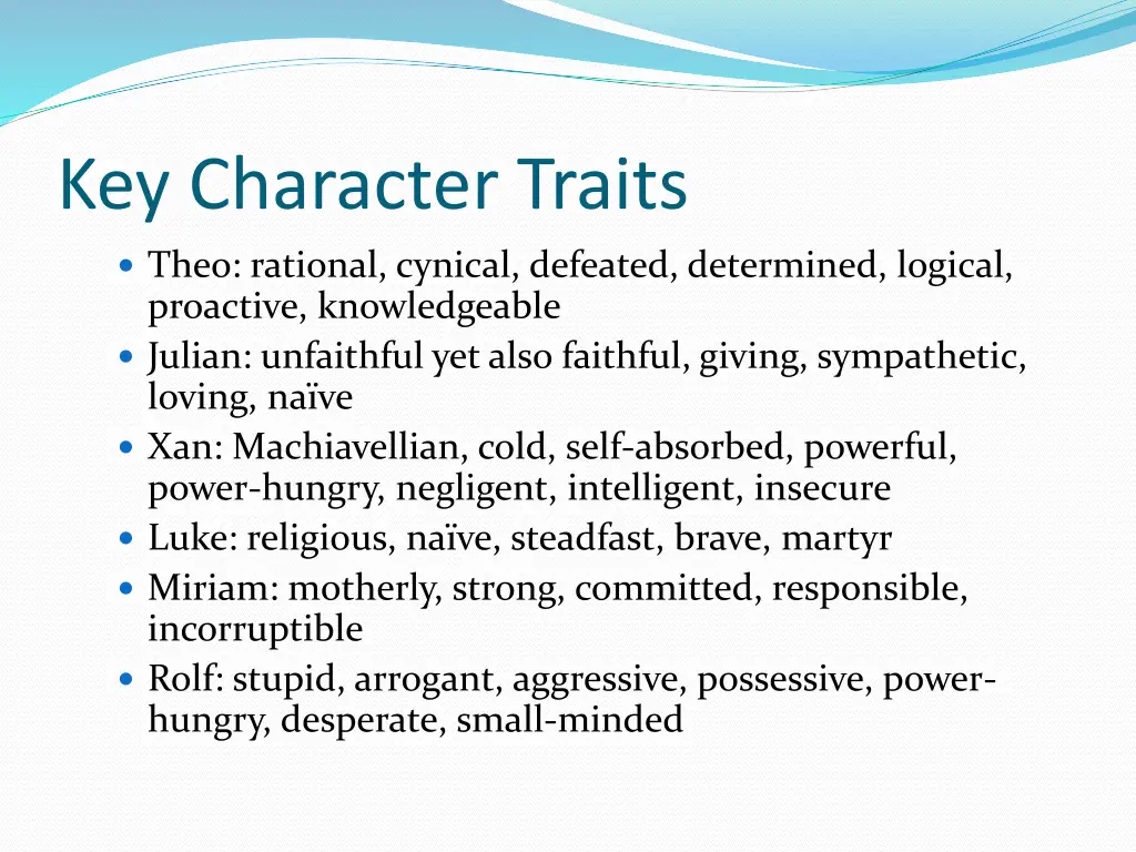 key character traits