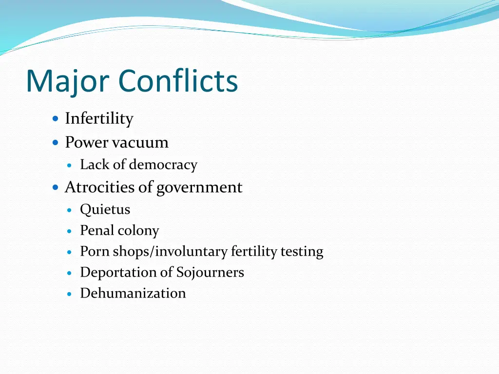 major conflicts