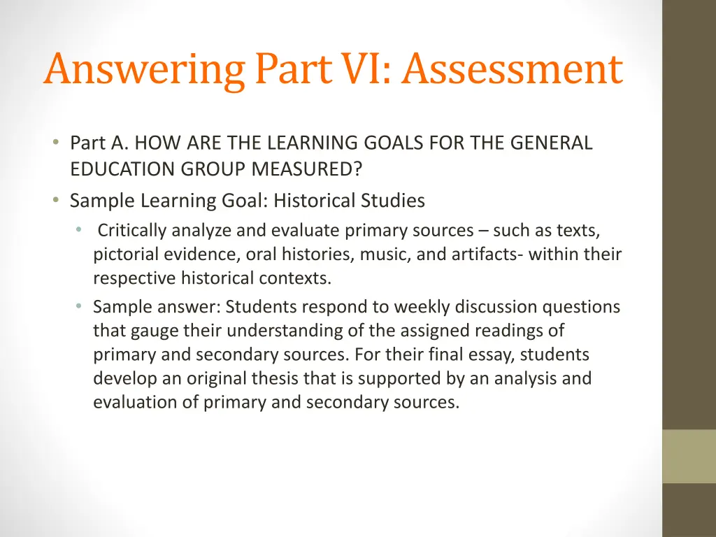 answering part vi assessment