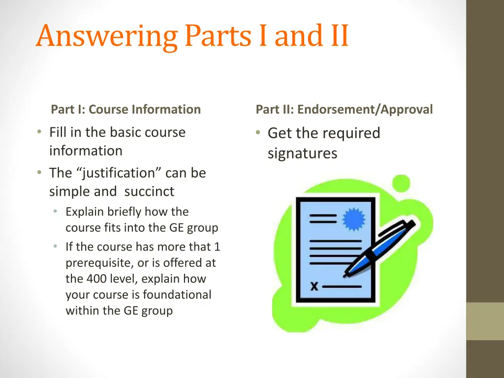 answering parts i and ii