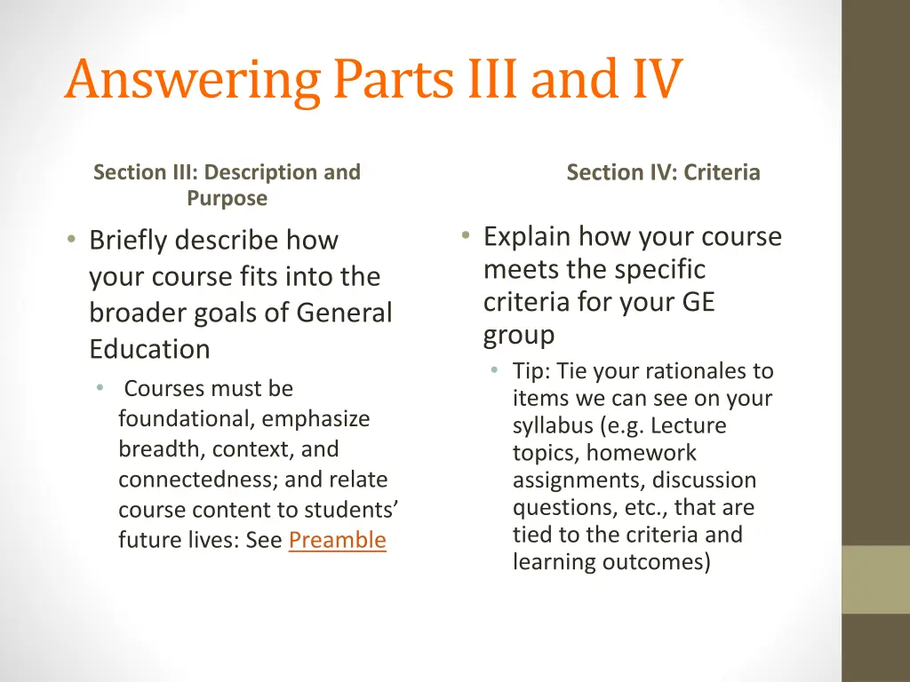 answering parts iii and iv