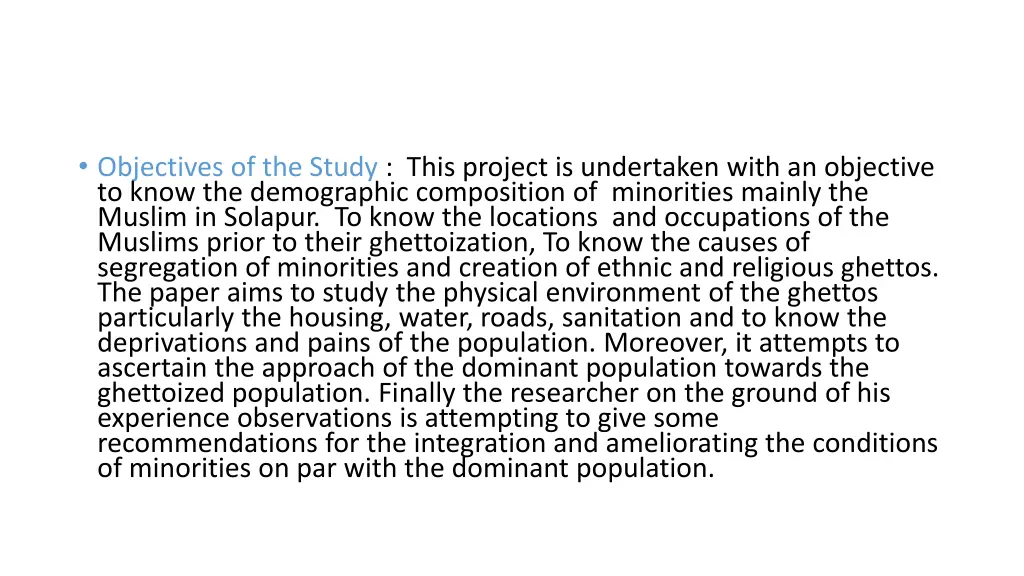 objectives of the study this project