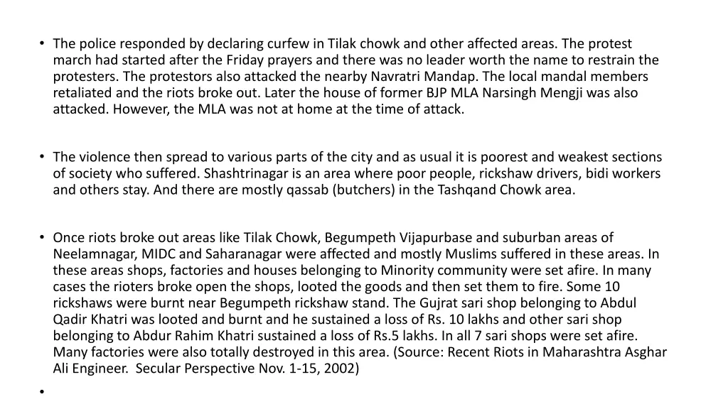 the police responded by declaring curfew in tilak