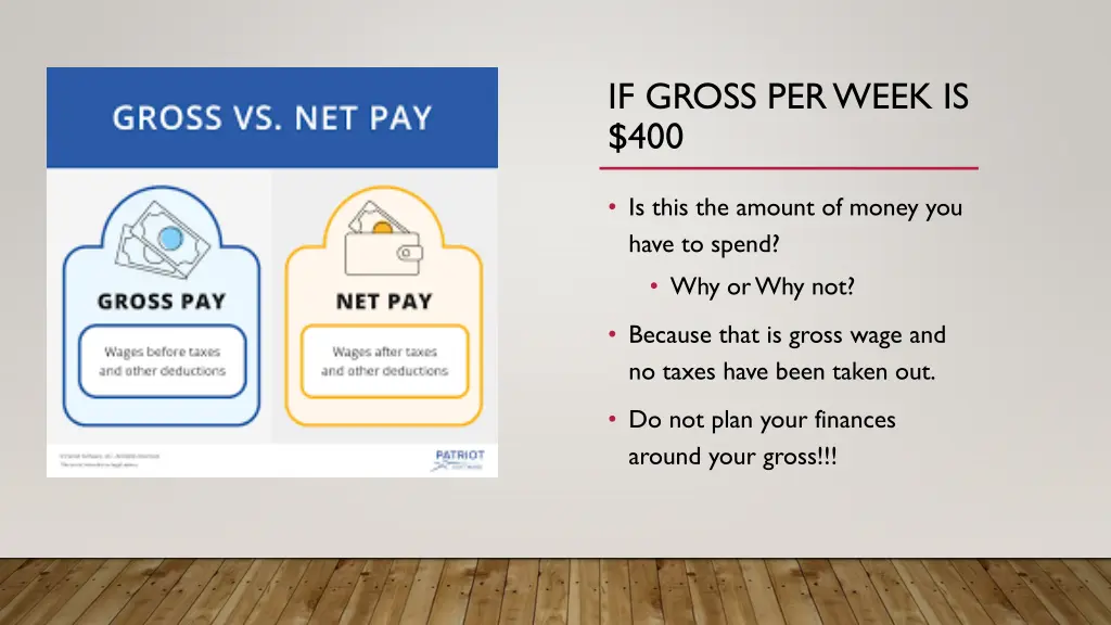 if gross per week is 400