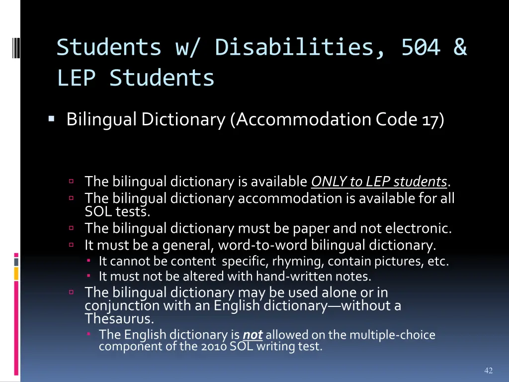 students w disabilities 504 lep students 7