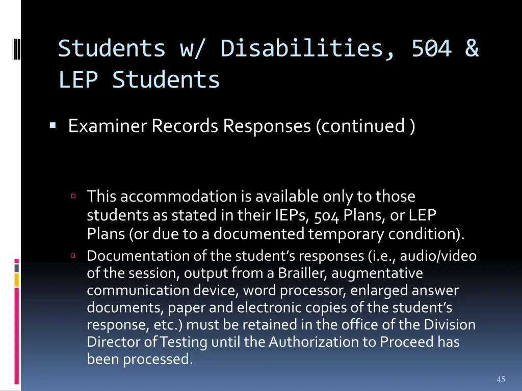 students w disabilities 504 lep students 8
