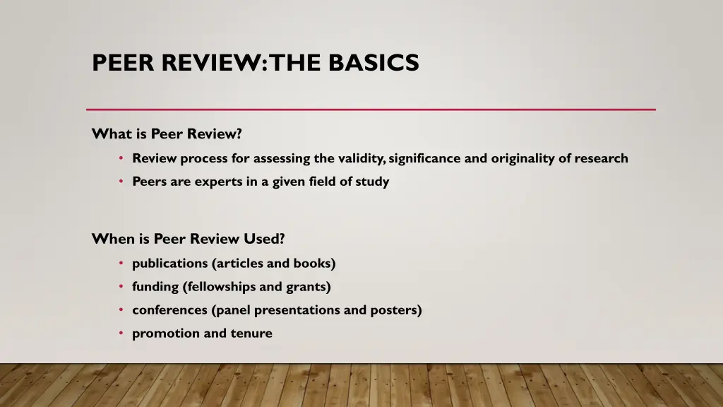 peer review the basics