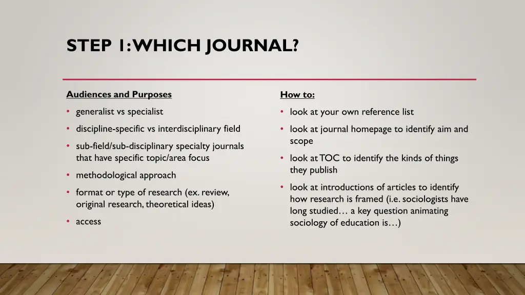 step 1 which journal