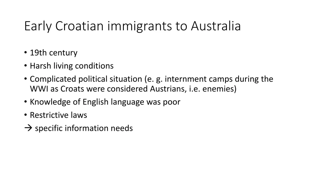 early croatian immigrants to australia