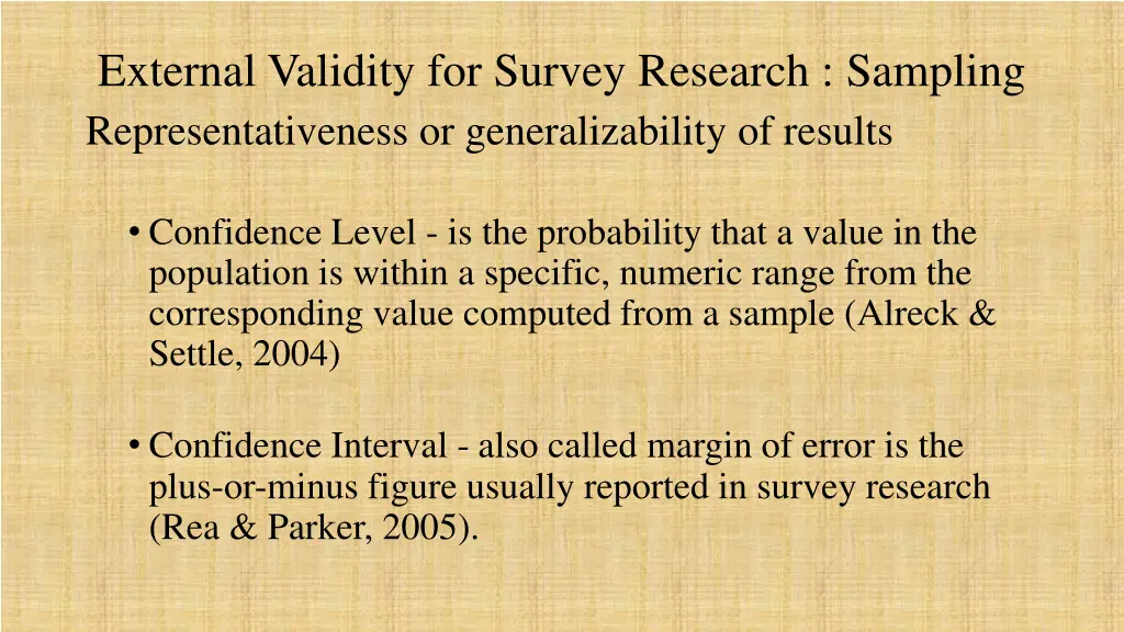 external validity for survey research sampling