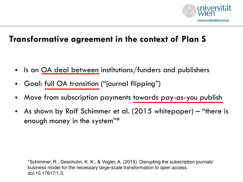 transformative agreement in the context of plan s