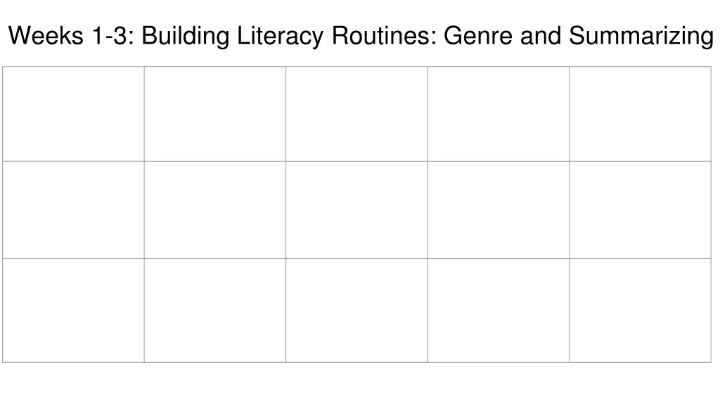 weeks 1 3 building literacy routines genre