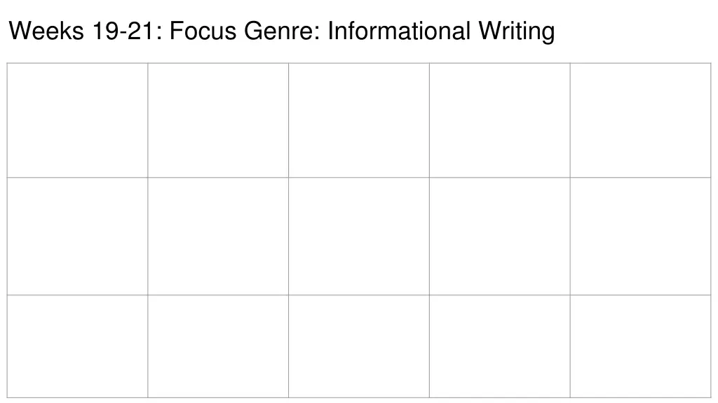 weeks 19 21 focus genre informational writing