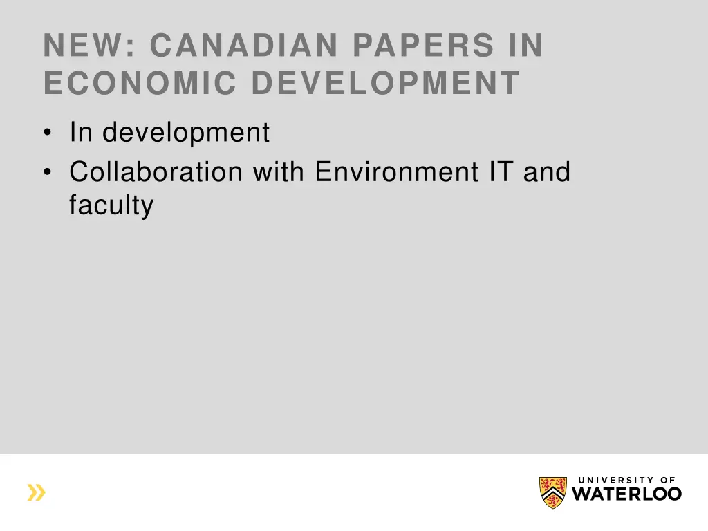 new canadian papers in economic development