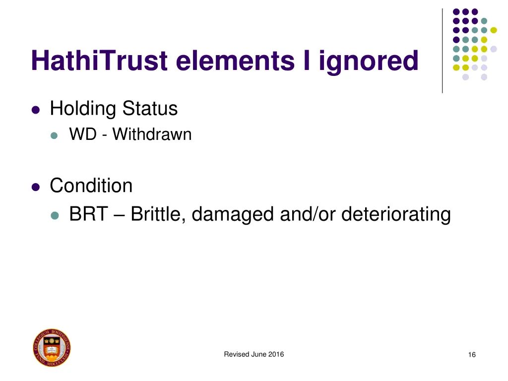 hathitrust elements i ignored