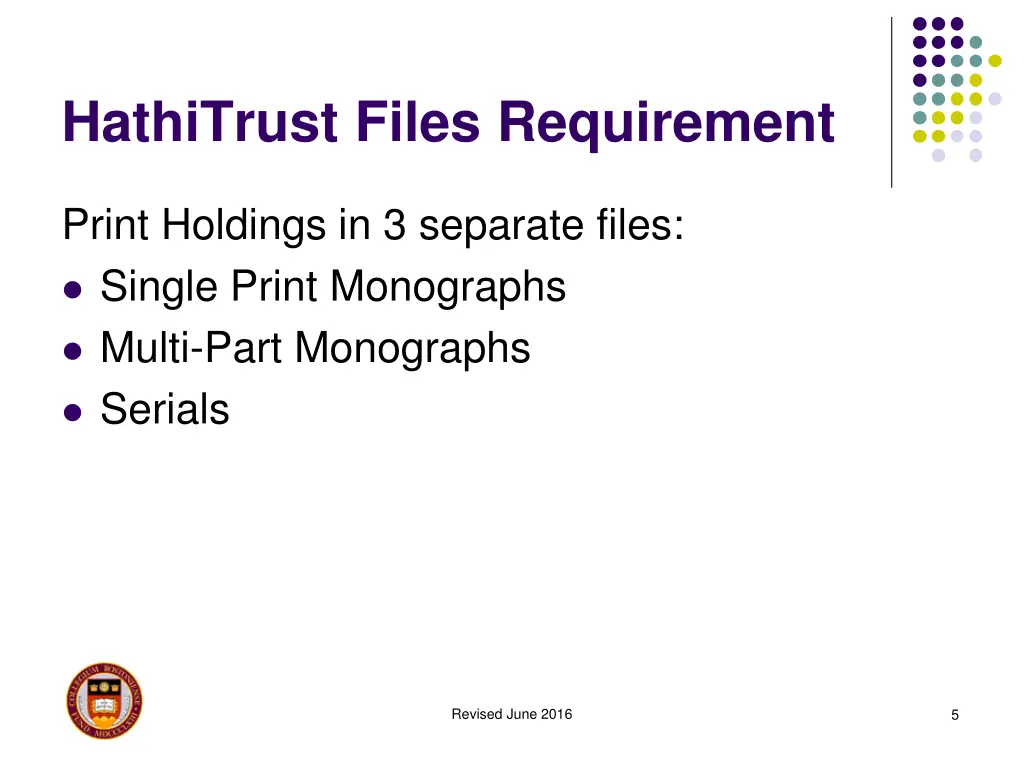 hathitrust files requirement