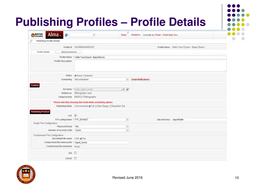 publishing profiles profile details 1